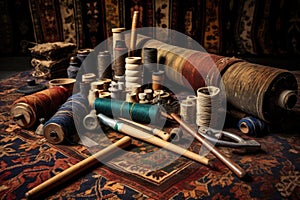 tools and materials used in carpet production
