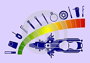 Tools with motorcycle and electronic tach