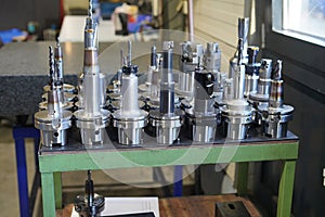 Tools on a rack for working on a CNC milling machine