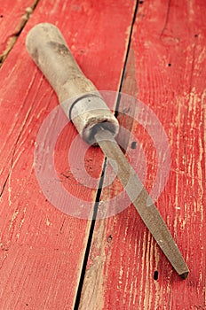 Tools. Rasp on wooden background. Ready to work.