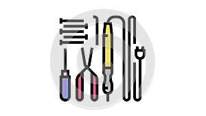 tools for repair electronics color icon animation
