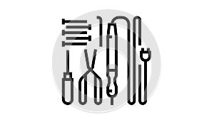 tools for repair electronics line icon animation