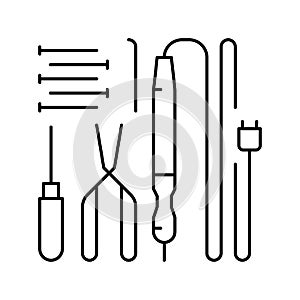 tools for repair electronics line icon vector illustration