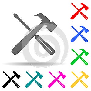 tools for repair multi color style icon. Simple glyph, flat vector of cyber security icons for ui and ux, website or mobile