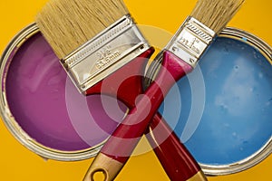 Tools for repair on plain yellow background