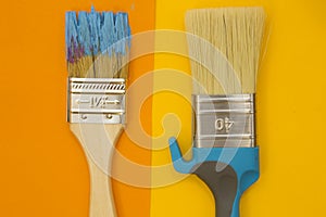 Tools for repair on plain yellow background