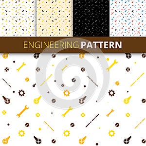 tools seamless background set (vector silhouettes of hand tools, tools pattern abstract seamless texture, seamless tools pattern)