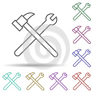 Tools sign multi color icon. Simple thin line, outline vector of security icons for ui and ux, website or mobile application