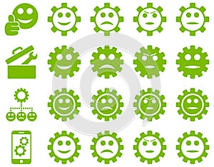 Tools and Smile Gears Icons