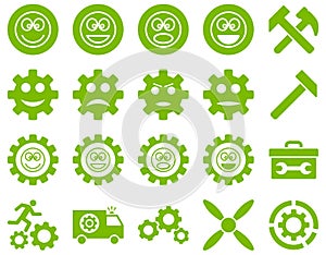 Tools and Smile Gears Icons