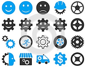 Tools and Smile Gears Icons