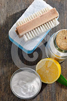Tools and sodium bicarbonate for house cleaning