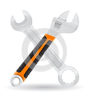 Tools spanner and wrench icons vector illust