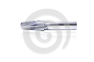 tools special cutter reamer taper. Cutting edge left hand. isolated on white background. Material carbide braze welding steel.