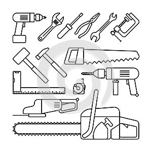 Tools thin line icons