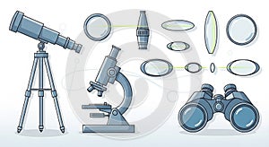Tools are used for observing distant microscopic and bino viewing