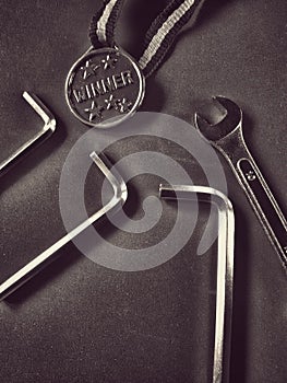 Tools and winner medal
