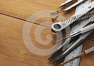 Tools on wooden table