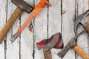 Many assorted hand tools for rustic jobs