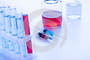 Tools at workplace in modern biological laboratory