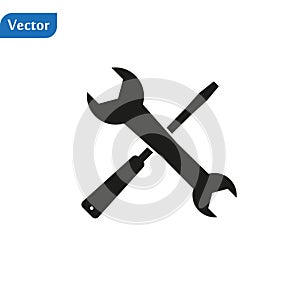 Tools wrench and screwdriver vector icon in trendy flat style isolated on grey background. Service symbol. Repair Icon. Service