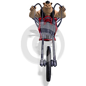 Toon animal big pig as a biker