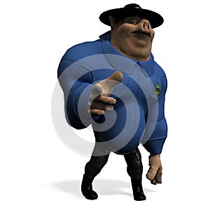Toon animal big pig as a policeman