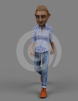 Toon Character in jeans and shirt walking