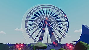 Toon Ferris wheel with planes and air balloon