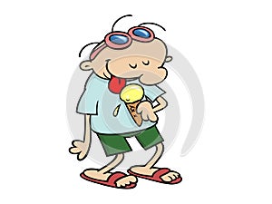 Toon guy eating ice-cream