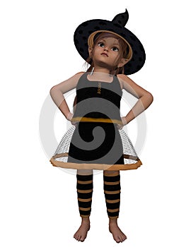 Toon kid in a witch costume