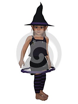 Toon kid in a witch costume