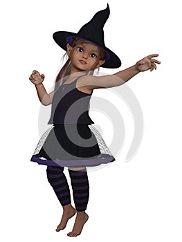 Toon kid in a witch costume