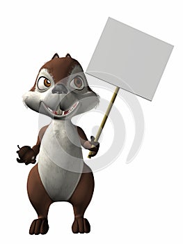 Toon Squirrel with Sign