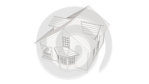 Toon style image of modern frame house. 3D illustration of modern house.