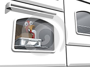 Toon Thanksgiving Turkey in Oven