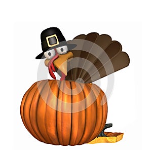 Toon Thanksgiving Turkey in Pumpkin