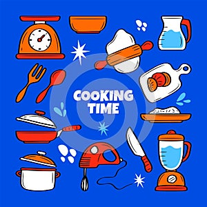 Colored Cooking, baking kitchen element set