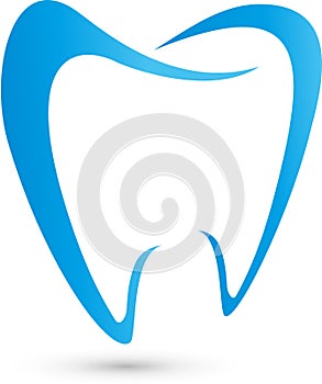 Tooth, abstract in blue, tooth and dentist logo