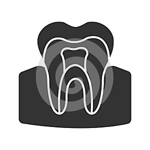 Tooth anatomical structure glyph icon