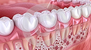 A tooth anatomy in 3D with sensitivity protection treatment penetrating enamel layers