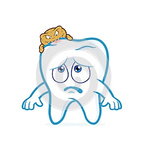 Tooth attacked by germs of caries