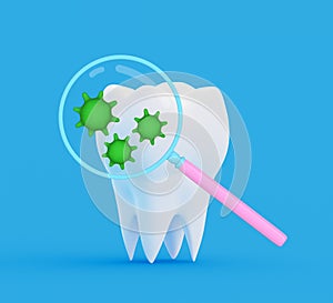 Tooth bacterias under a magnifying glass