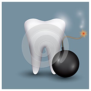 tooth with boom. Vector illustration decorative design