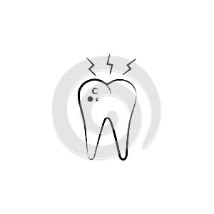 tooth broblem, care icon. Element of dantist for mobile concept and web apps illustration. Hand drawn icon for website design and