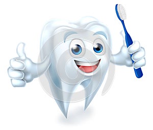 Tooth with Brush Dental Mascot photo