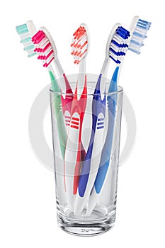 Tooth brushes glass