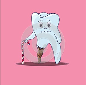 Tooth with a candy cane