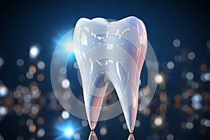 Tooth Care Symbol, Shining tooth icon signifies dental health and protection