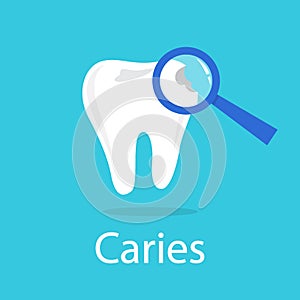 Tooth with a caries. Idea of dental and oral care